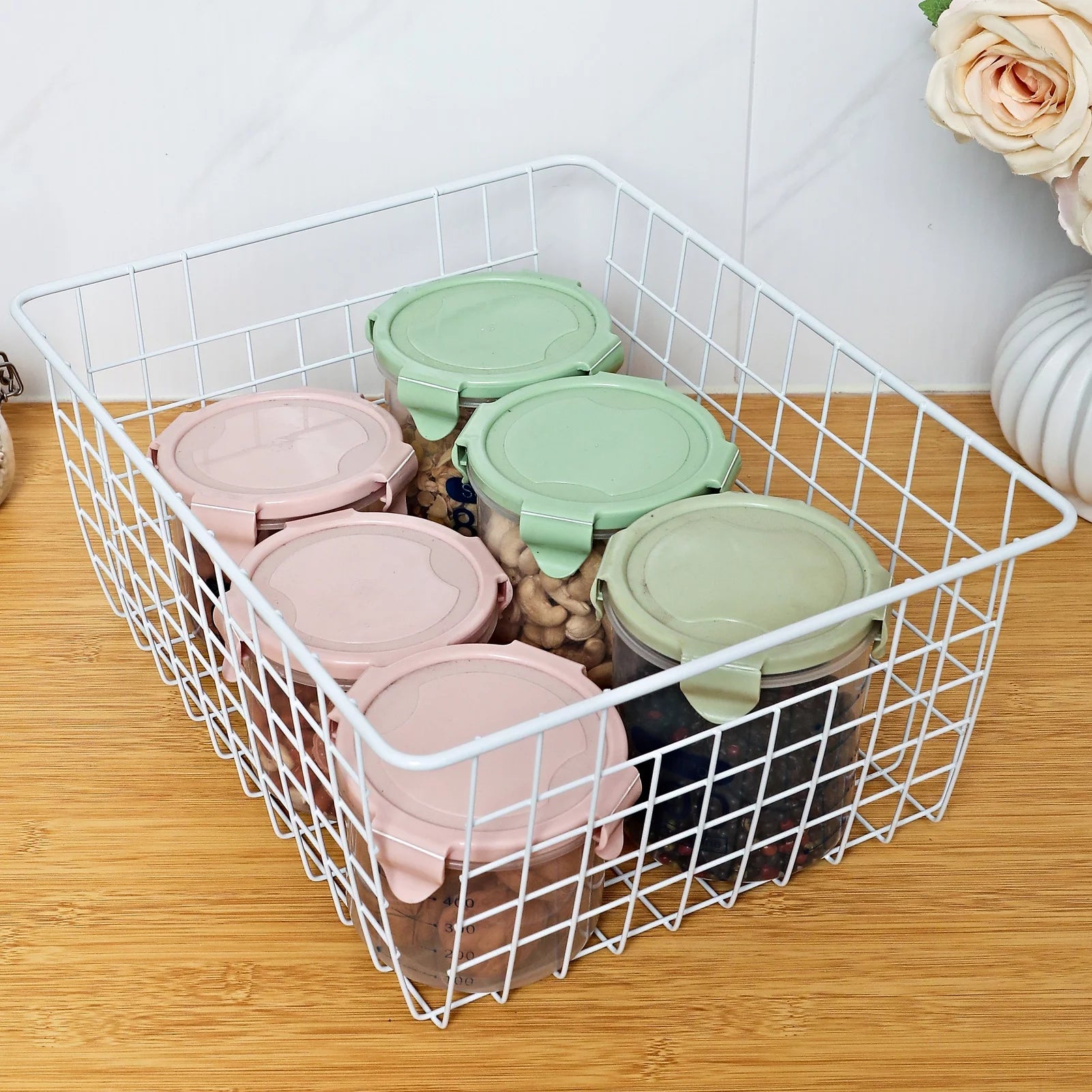 White Wire Storage Bins Set of 4 P5812