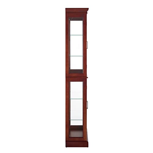 Lighted Glass Curio Display Cabinet with Adjustable Shelves and Mirrored Back K802503