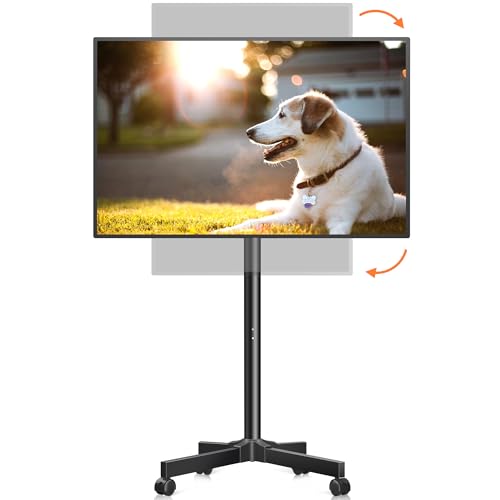 Mobile TV Carts Rotating Rolling TV Stand on Wheels for 13-50" Flat Curved TVs Height Adjustable 30° Tilt Floor TV Stand Portable Monitor Stand Holds up to 44lbs Max VESA 200x200mm M1583
