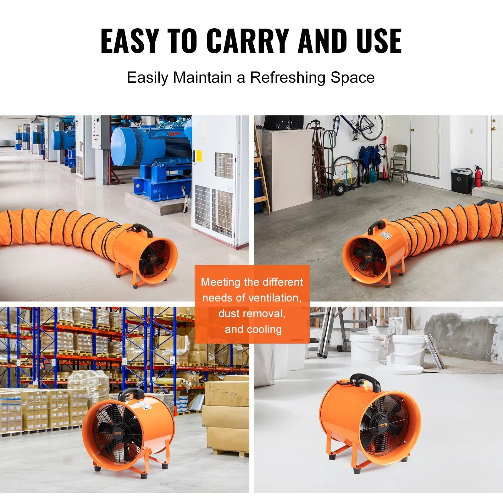 12" Portable Extractor Fan Blower with 33ft Duct Hose J385
