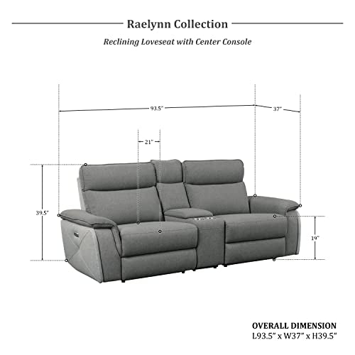 Light Gray Dark Gray Power Double Reclining Loveseat M167