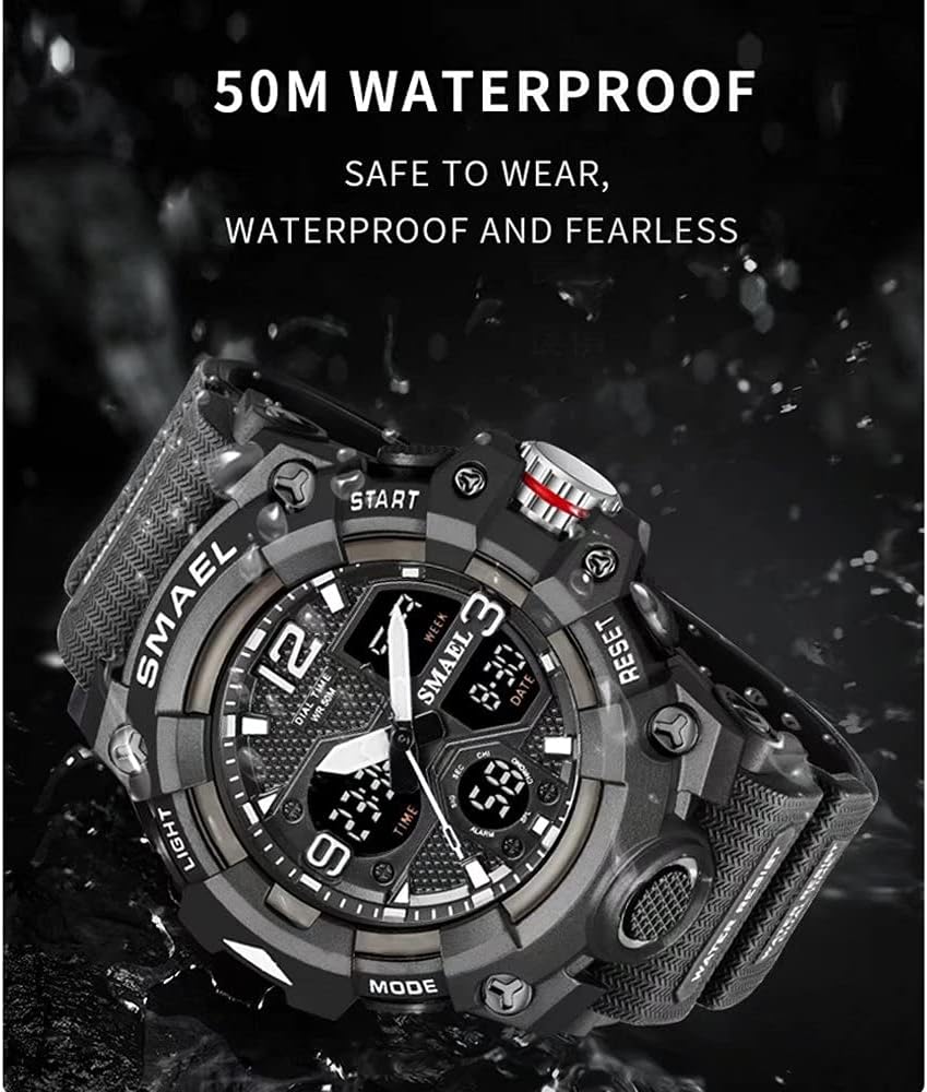 Digital Waterproof Sports Watch with Date, LED Alarm, Stopwatch J557