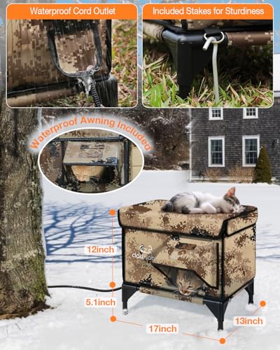 Forest Green 26"x16"x18" Insulated Outdoor Cat Shelter with Heater J2717