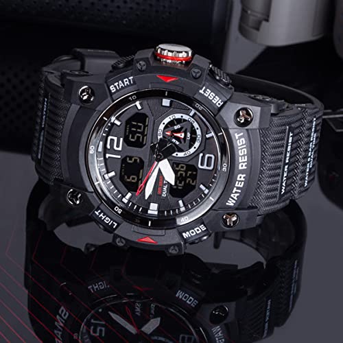 Men's Analog Sports Watch with LED Stopwatch and Dual Display R891