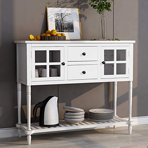 Antique Navy Buffet Sideboard Console Table with 2 Storage Drawers, 2 Cabinets & 1 Bottom Shelf H929368