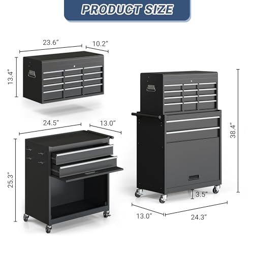 Black 5-Drawer Rolling Metal Tool Chest Q132
