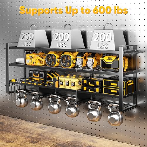 4-Tier Heavy Duty Power Tool Organizer Wall Mount with Charging Station B817