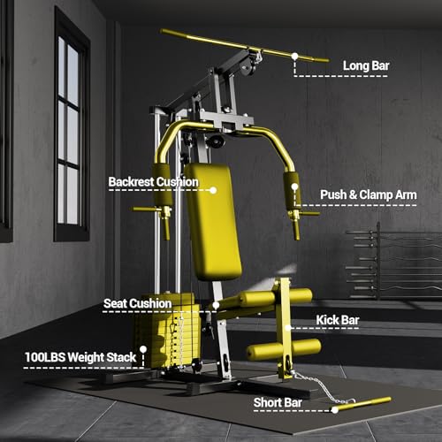 100LBS Weight Stack Multifunctional Home Gym Exercise Equipment O254