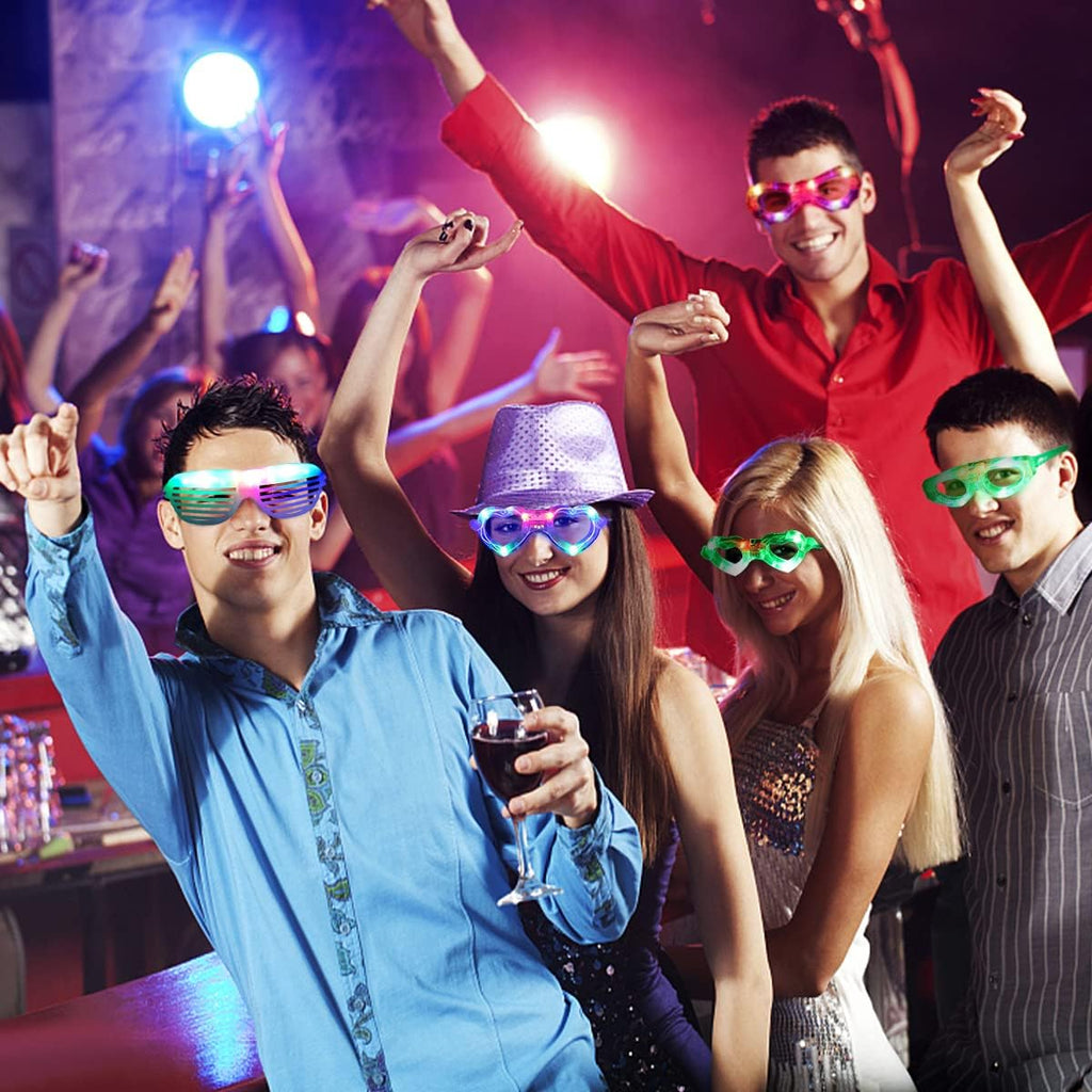 21 Pcs LED Glasses 7 shapes 6 LED Glow In The Dark Party Supplies J2342