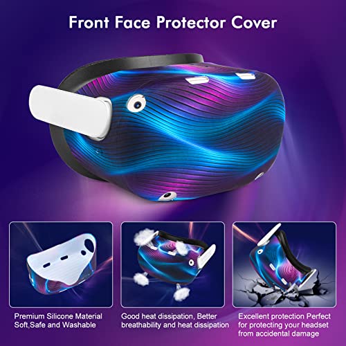 Silicone Set for Meta Quest 2 with Controller Grip Leather Cover, VR Shell Cover, Face Cover, Lens Cover and 10PCS Disposable Eye Cover N421