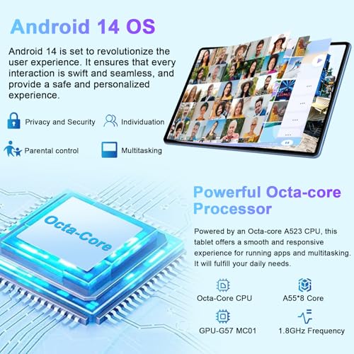 Rose Gold 10 Inch Android 14 Tablet 20GB RAM 128GB ROM T1630