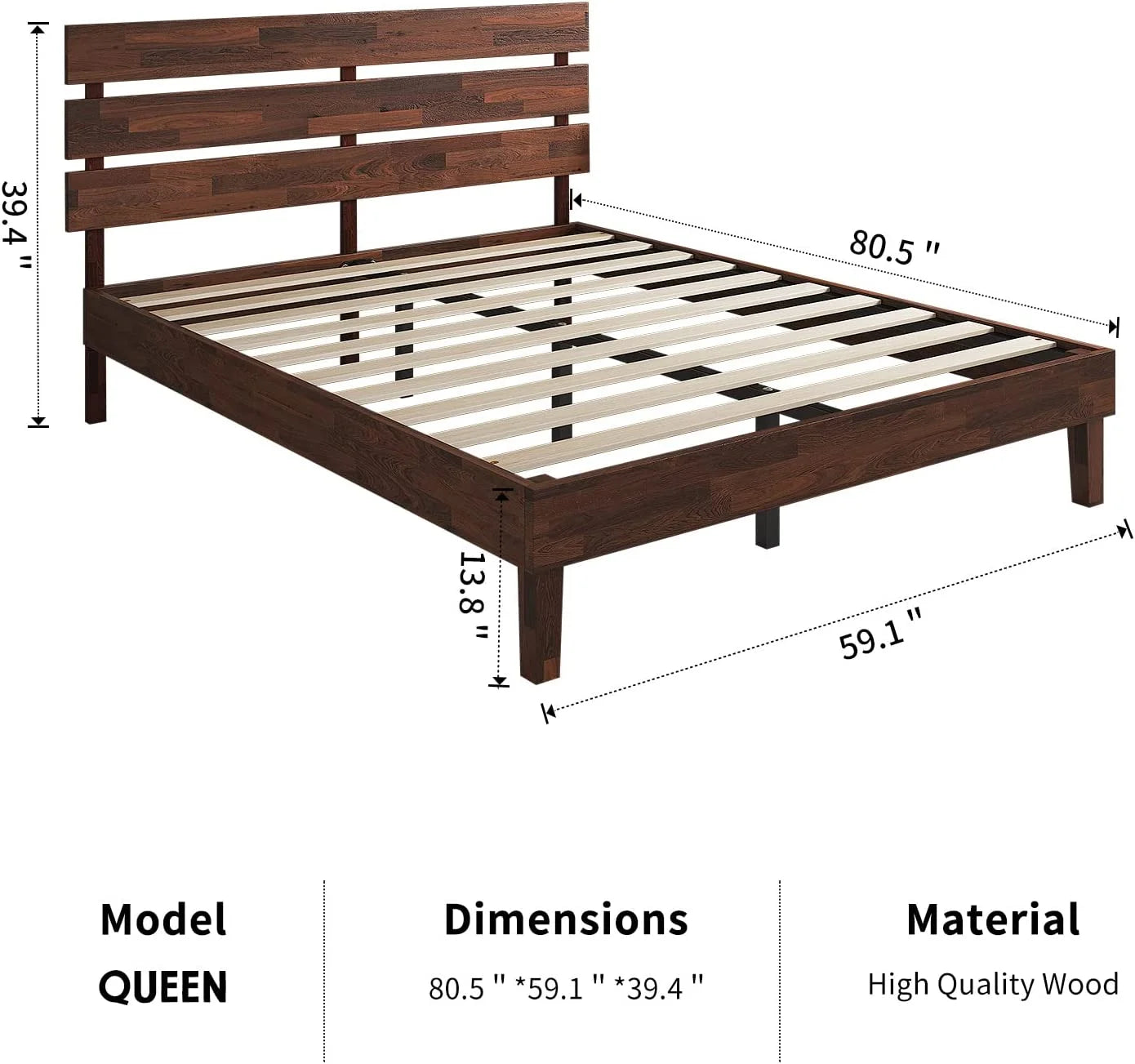 14 Inch Queen Solid Wood Platform Bed X20294