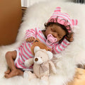 Realistic Reborn Baby Dolls, Silicone Soft Body Black Lifelike Reborn Babies with Feeding Kit & Gift Box D9534