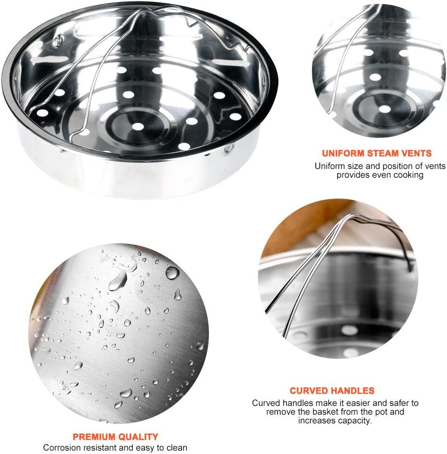 Stainless Steel 6-quart Electric Pressure Cooker Steam Rack Steamer Basket Insert Set L73054