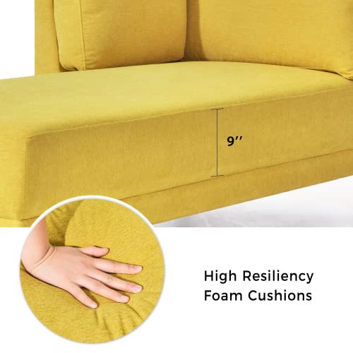 Yellow Fabric Upholstered Corner Chaise Lounge P922