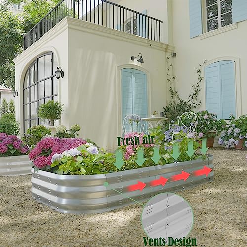 Galvanized Raised Garden Bed Kit, Large Metal Planter Boxes (Silver) M2075