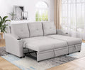 Gray Linen 3 Seater L Shape Sofa with Storage Chaise E536286