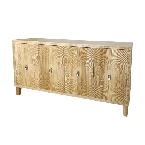 Natural Wood Double Door Sideboard Buffet Cabinet 60 Inch D231629