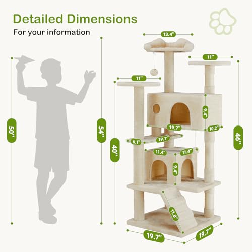 Dark Grey Multi-Level Cat Tree with 2 Condos and Scratching Posts F625885