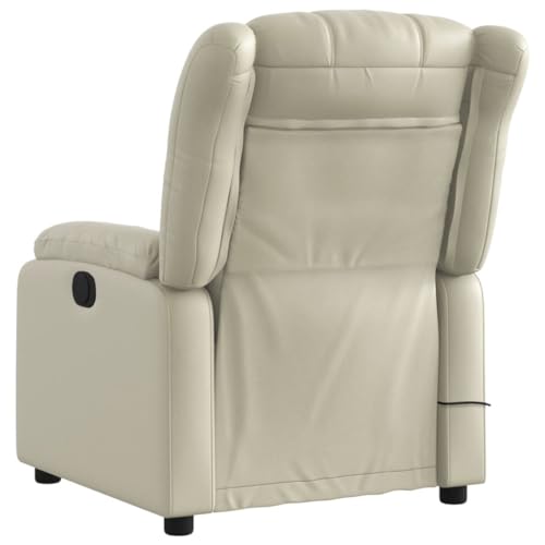 Cream Faux Leather Massage Recliner Chair R8631