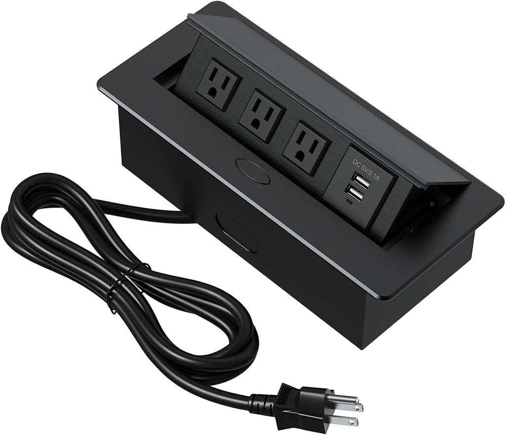 Silver Pop Up Outlet with 2 USB Ports & 3 Outlets Pack of 2 Z2524