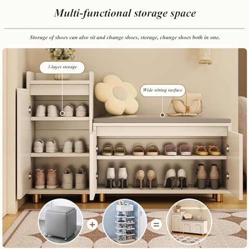 Shoe Bench with Cushion Storage Bench N2045