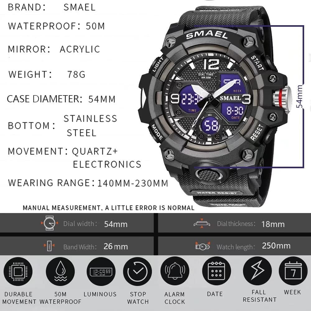 Digital Waterproof Sports Watch with Date, LED Alarm, Stopwatch J557