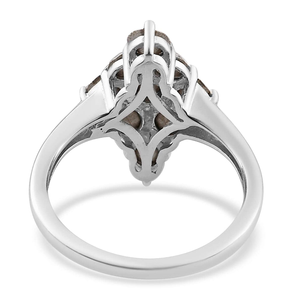 White Crystal Round 925 Sterling Silver Platinum Plated Cluster Ring Size 9 V766