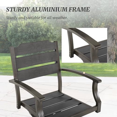 5Pcs Outdoor Patio Dining Set with Umbrella Hole, Aluminum Frame, Brown M209