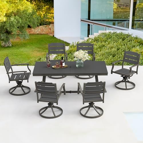 5Pcs Outdoor Patio Dining Set with Umbrella Hole, Aluminum Frame, Brown M209