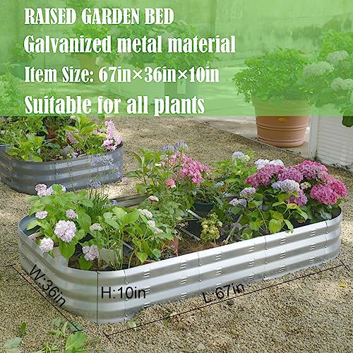 Galvanized Raised Garden Bed Kit, Large Metal Planter Boxes (Silver) M2075