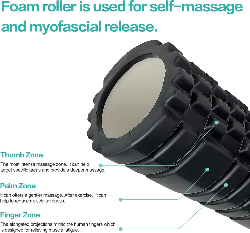 2 High-Density Foam Roller Set (12" and 13") - Black N789488
