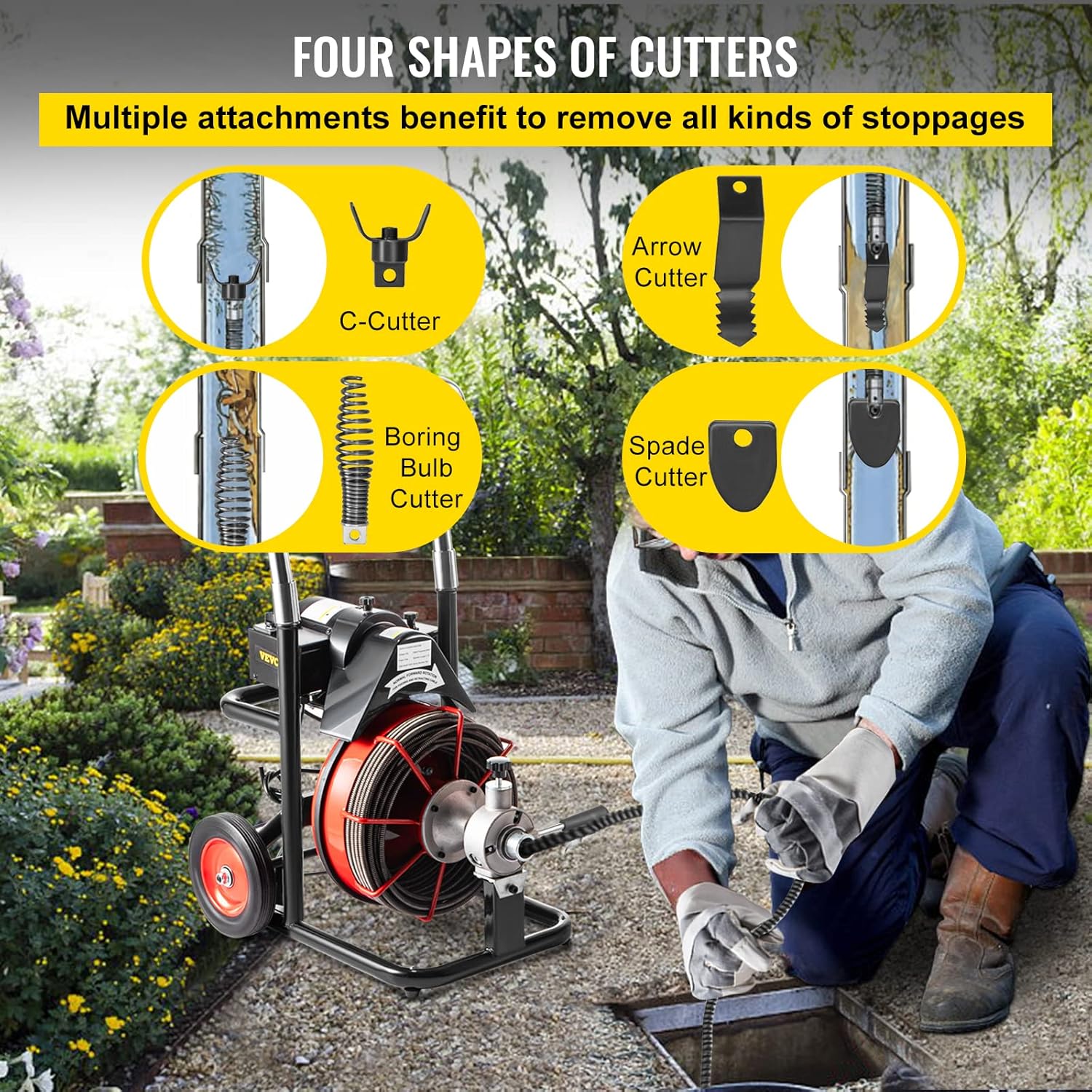 50 Ft x 1/2 Inch Portable Electric Drain Auger Cleaner S903834