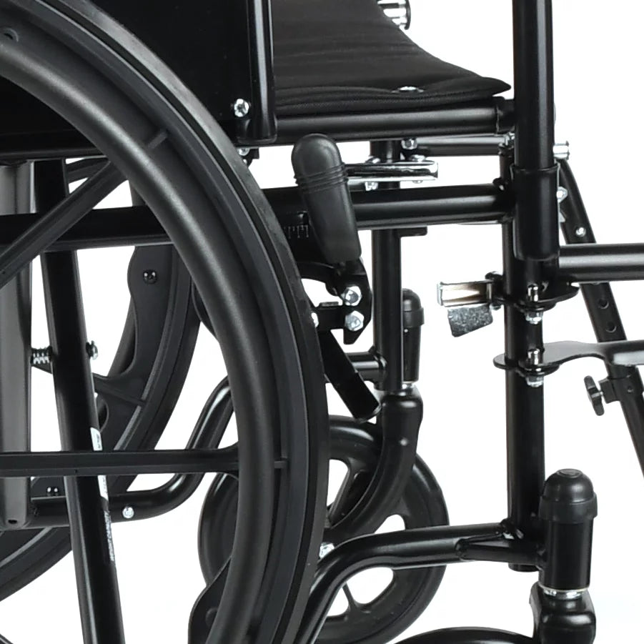 Lightweight Foldable Steel Wheelchair with 18" Seat and Swing-Away Footrests M928