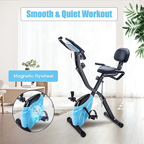 2 In 1 Recumbent Exercise Bike and Upright Indoor Cycling Bike with 16 Level Magnetic Resistance H3897