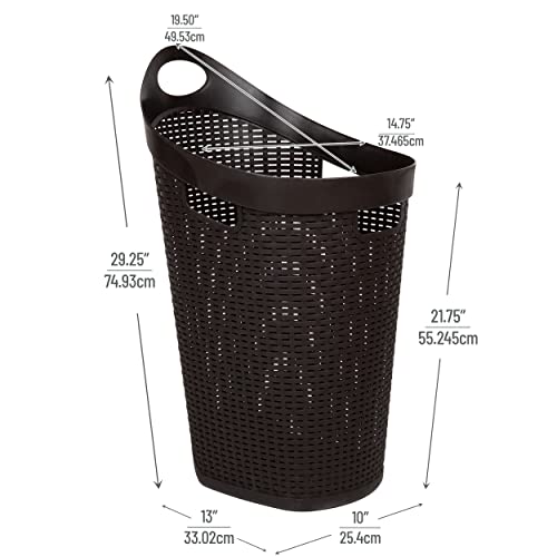 60L Rolling Laundry Hamper with Wheels, Plastic, Brown K3952