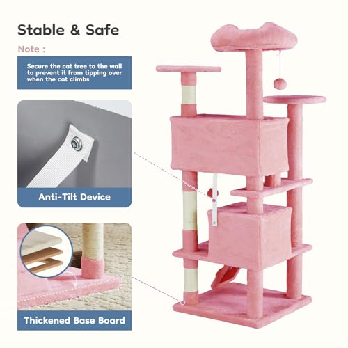 Dark Grey Multi-Level Cat Tree with 2 Condos and Scratching Posts F625885