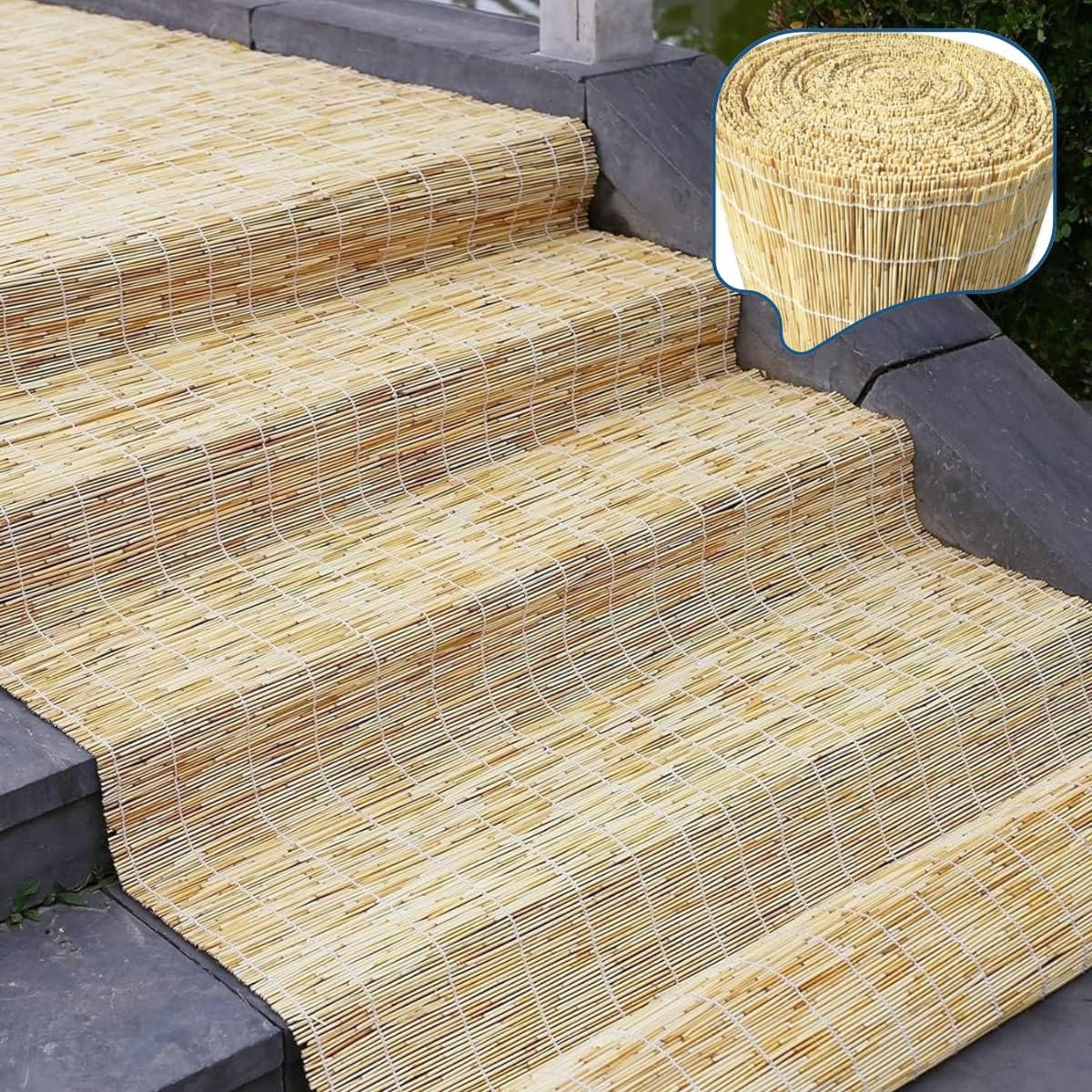 Natural Bamboo Fence 4FTx16.4FT Rolled Border Screen Z34367