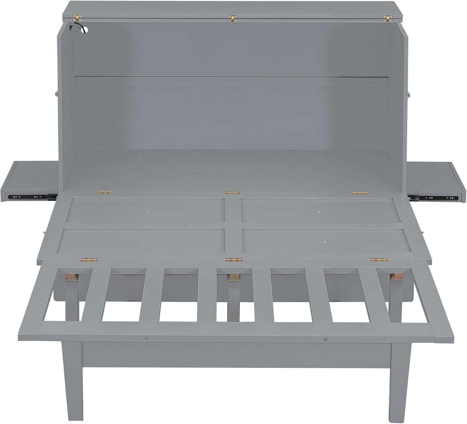 Grey Queen Murphy Bed with Desk Board and Removable Shelves E7492