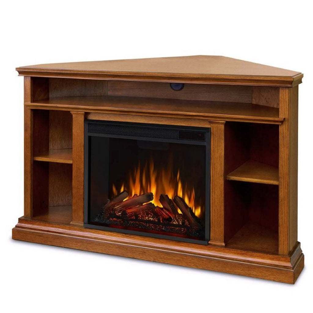 Oak Electric Corner Fireplace M93739