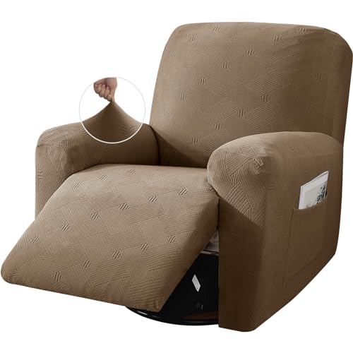 Oversized 3 Piece Slipcovers for Large Recliner Chair Soft Jacquard Dark Gray H41836