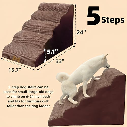 5 Step Non-Slip Dog Stairs for 30 Inch Bed Z14659