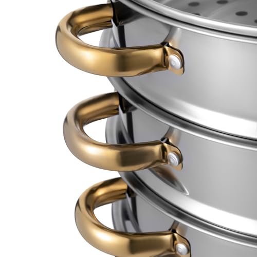 5 Tier Stainless Steel Steamer Pot with Glass Lid (28CM) N807925