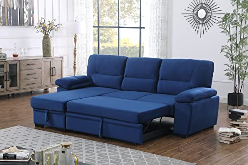 Black Grey Linen L Shaped Sleeper Sectional Sofa with Storage Chaise H5717