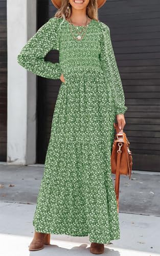 Long Sleeve Flowy Floral Maxi Dress Q530