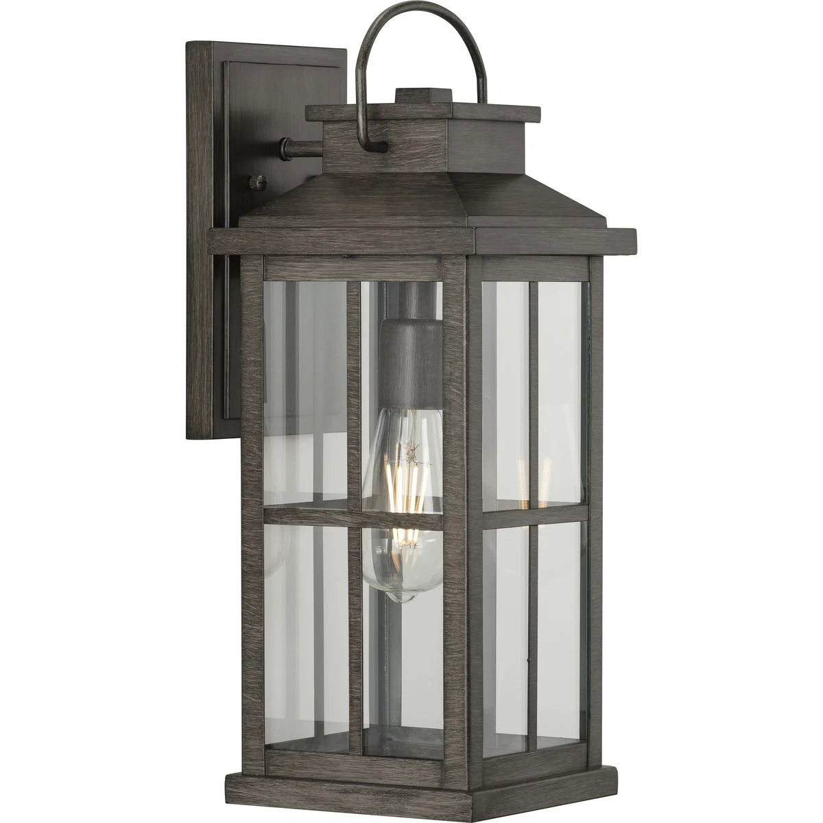 Antique Pewter Clear Glass Large Outdoor Wall Lantern W595577