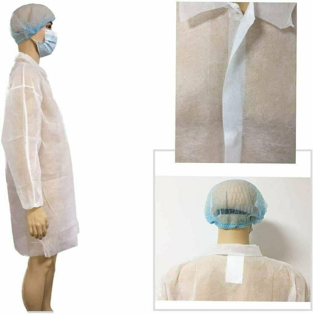50 Pack White Disposable Polypropylene Lab Coats X-Large V188191