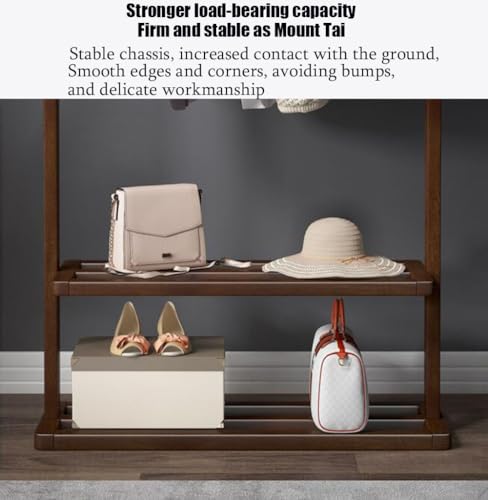 Solid Wood Coat Stand with Storage Shelves N429