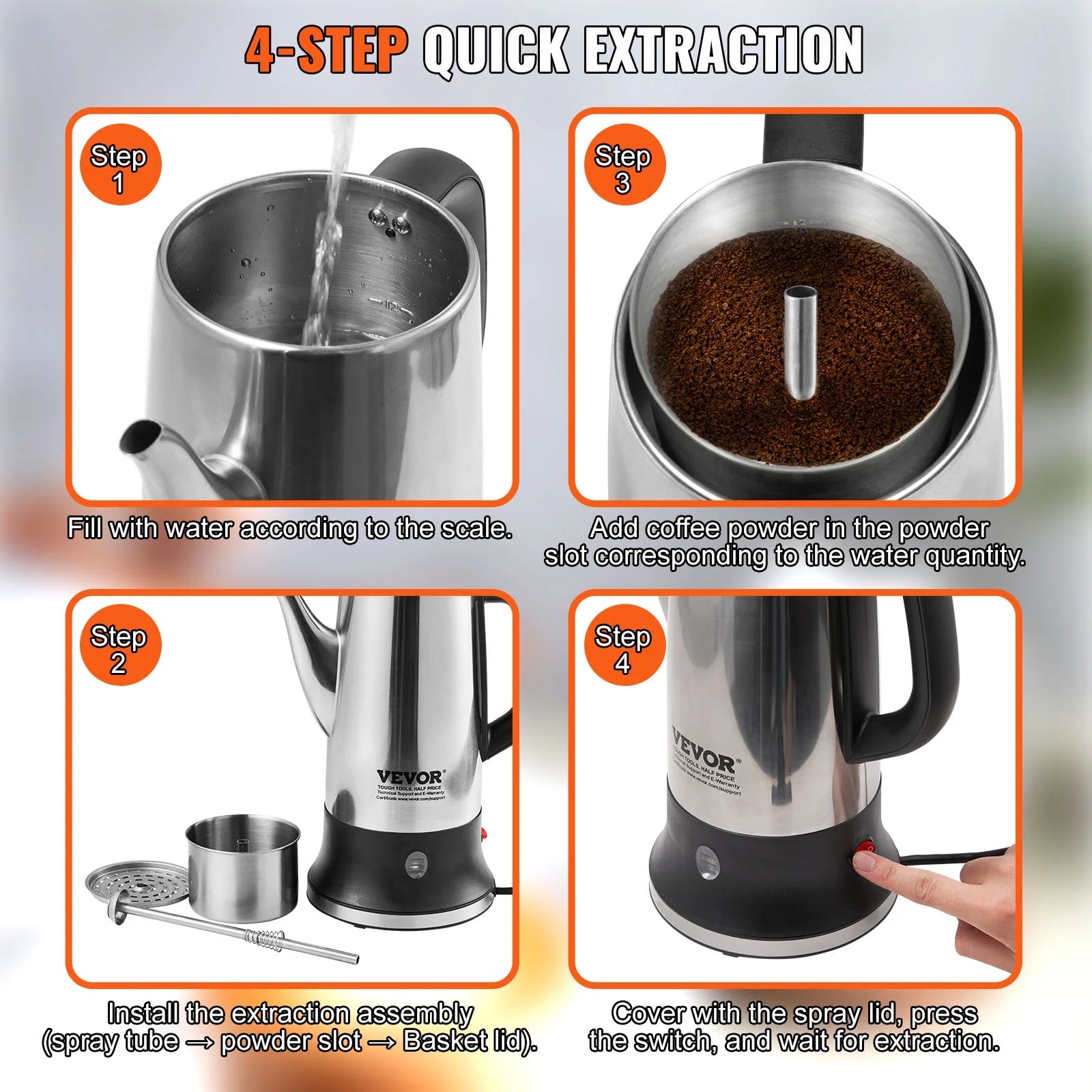 12-Cup Stainless Steel Electric Coffee Percolator F861295
