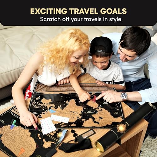 Scratch Off World Map Poster and United States Map with Accessories Set W6668